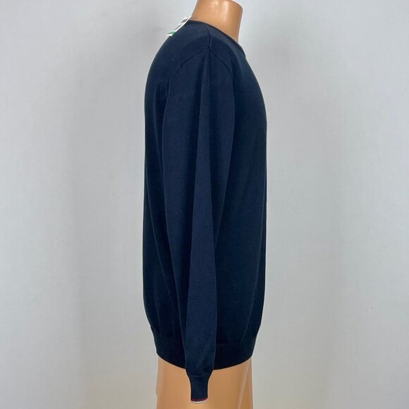 NWT Y2K Chaps Ringer Sweater Sz L Ralph Lauren Navy Cotton Preppy Old Money - Picture 3 of 6